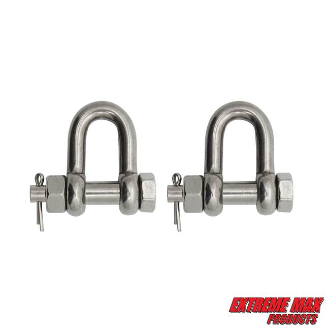 Extreme Max 3006.8351.2 BoatTector Stainless Steel Bolt-Type Chain Shackle - 1/2", 2-Pack