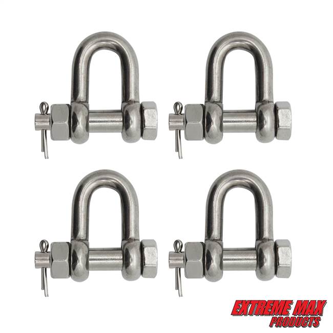 Extreme Max 3006.8359.4 BoatTector Stainless Steel Bolt-Type Chain Shackle - 7/8", 4-Pack