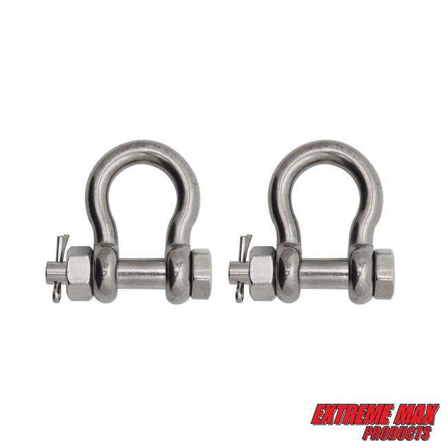 Extreme Max 3006.8366.2 BoatTector Stainless Steel Bolt-Type Anchor Shackle - 1/4", 2-Pack