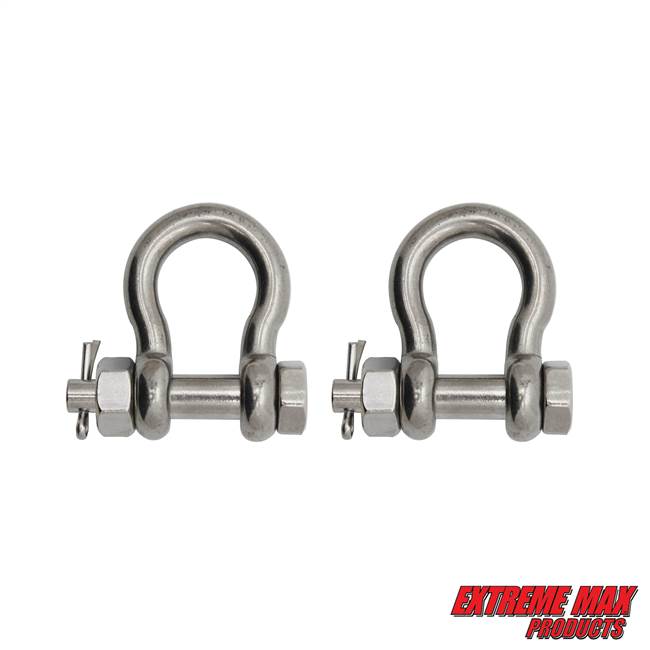Extreme Max 3006.8369.2 BoatTector Stainless Steel Bolt-Type Anchor Shackle - 5/16", 2-Pack