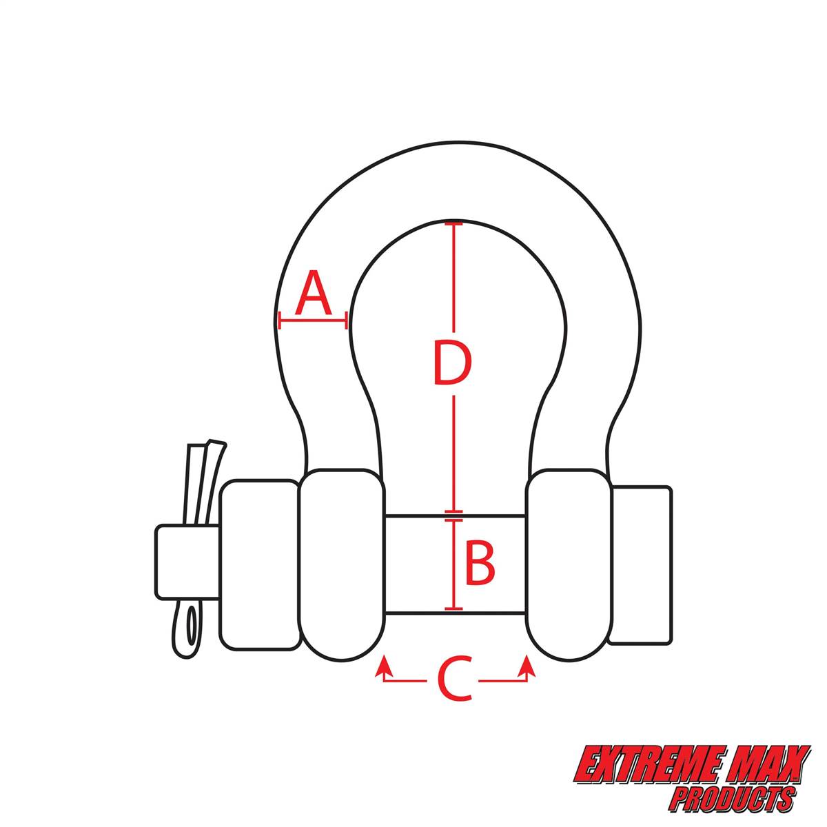 Extreme Max 3006.8378.4 BoatTector Stainless Steel Bolt-Type Anchor Shackle 1/2 4-Pack 