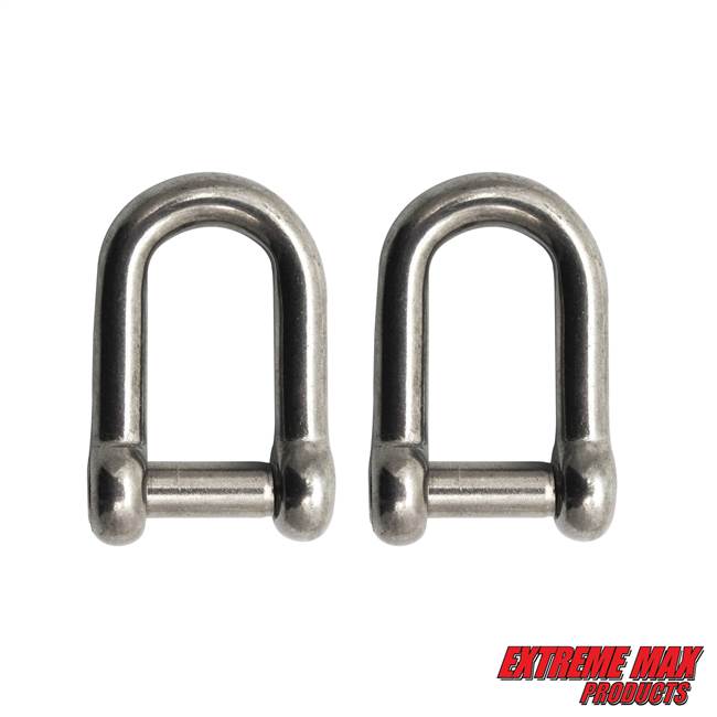Extreme Max 3006.8393.2 BoatTector Stainless Steel D Shackle with No-Snag Pin - 1/4", 2-Pack