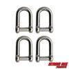 Extreme Max 3006.8393.4 BoatTector Stainless Steel D Shackle with No-Snag Pin - 1/4", 4-Pack