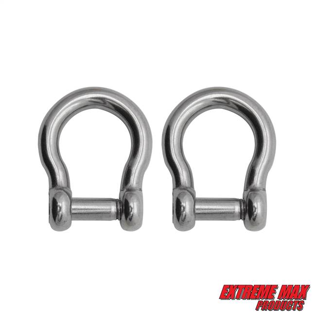 Extreme Max 3006.8405.2 BoatTector Stainless Steel Bow Shackle with No-Snag Pin - 1/4", 2-Pack