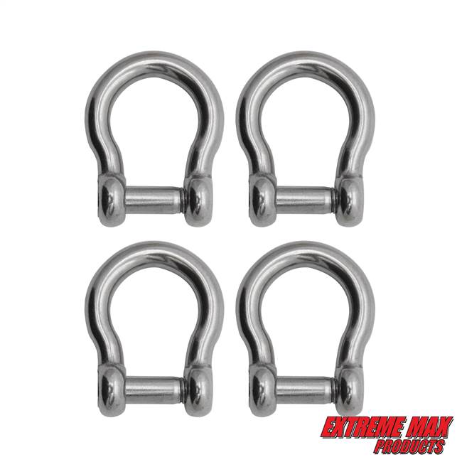 Extreme Max 3006.8408.4 BoatTector Stainless Steel Bow Shackle with No-Snag Pin - 5/16", 4-Pack