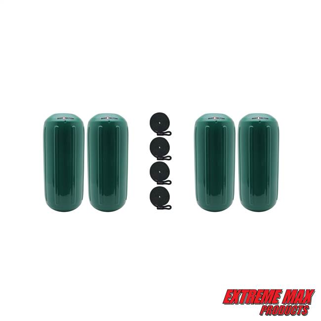 Extreme Max 3006.8509.4 BoatTector HTM Inflatable Fender Value 4-Pack - 10" x 27", Forest Green