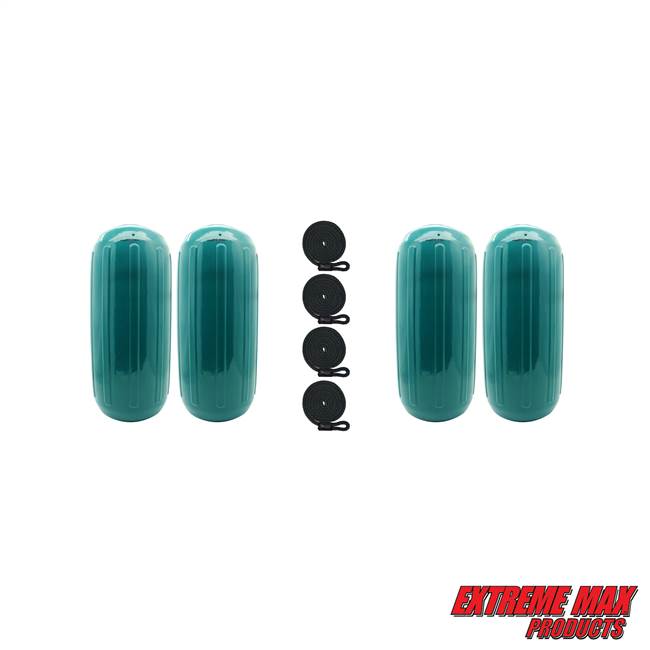 Extreme Max 3006.8515.4 BoatTector HTM Inflatable Fender Value 4-Pack - 10" x 27", Teal