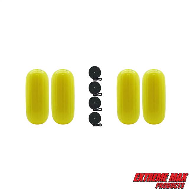 Extreme Max 3006.8521.4 BoatTector HTM Inflatable Fender Value 4-Pack - 10" x 27", Neon Yellow