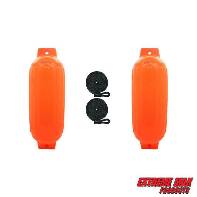 Extreme Max 3006.8555.2 BoatTector Inflatable Fender Value 2-Pack - 10" x 30", Neon Orange