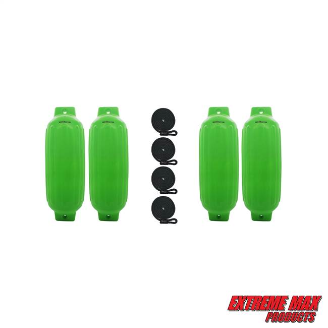 Extreme Max 3006.8561.4 BoatTector Inflatable Fender Value 4-Pack - 10" x 30", Neon Green