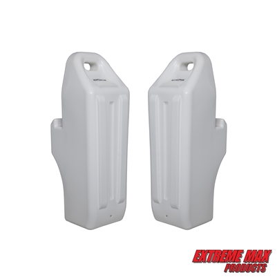 Extreme Max 3006.8765 Pontoon-Specific Inflatable Boat Fender with Locking Grip Handle - White (Pair)