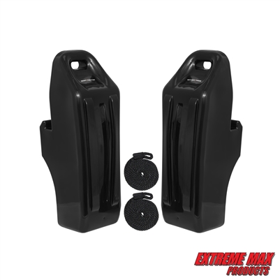 Extreme Max 3006.8777 Pontoon-Specific Inflatable Boat Fender Kit - Includes Two Fenders and 3/8" x 6' Fender Line, Black