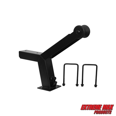 Extreme Max 3006.8788 Adjustable Height Notched Winch Stand with Roller - Black Powder Coat Finish, Hardware Fits 3"W x 5"H Trailer Frames