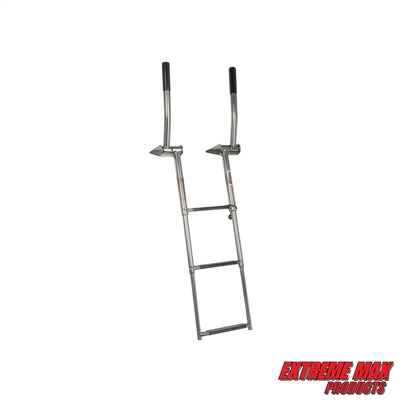 Extreme Max 3006.8807 Top-Mount Telescoping Pontoon, Dock, and Swim Raft Ladder with Hidden Handle and Rubber Grips - 3-Step