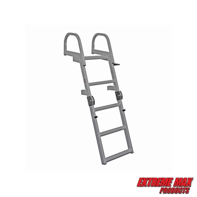 Extreme Max 3006.8881 Deluxe Welded Aluminum Folding Dock & Pontoon Ladder - 4-Step