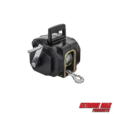 Extreme Max 3006.8918 Reversible Electric Boat Winch - 12V DC, Steel Cable (5.5mm x 11m), 11,000 lbs. Rolling / 9,900 lbs. Marine / 3,500 lbs. Pulling Capacity - Power-In, Power-Out & Freewheel, Manual Backup
