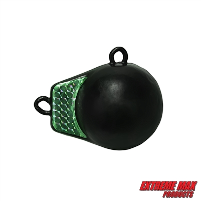 Extreme Max 3006.8987 Coated Ball-with-Fin Downrigger Weight - 6 lbs. with Green Flash