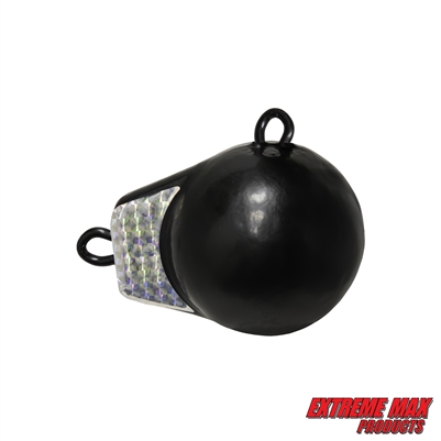 Extreme Max 3006.9225 Coated Ball-with-Fin Downrigger Weight - 3 lbs. with Silver Flash