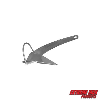Extreme Max 3006.9277 Heavy-Duty Galvanized Self-Righting Shovel Anchor with Roll Bar - 9 lbs., Works Great in Mud, Sand, Clay, and Weeds