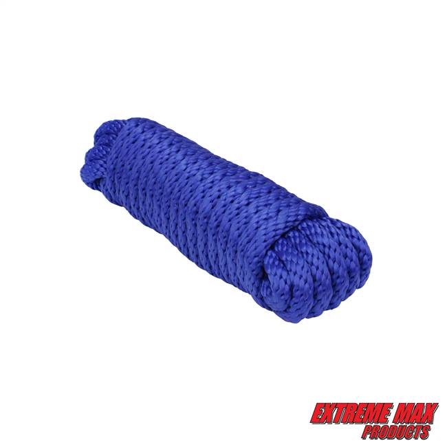 Extreme Max 3008.0055 Solid Braid MFP Utility Rope - 1/4" x 50', Blue