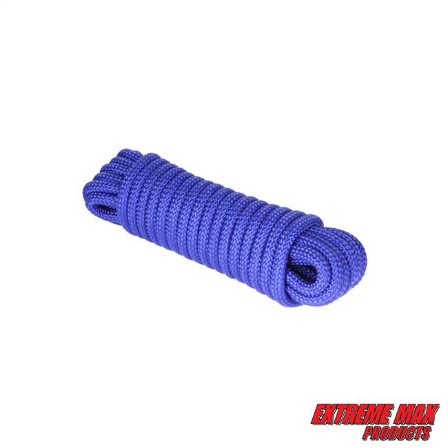 Extreme Max 3008.0265 16-Strand Diamond Braid Utility Rope - 1/4" x 25', Blue