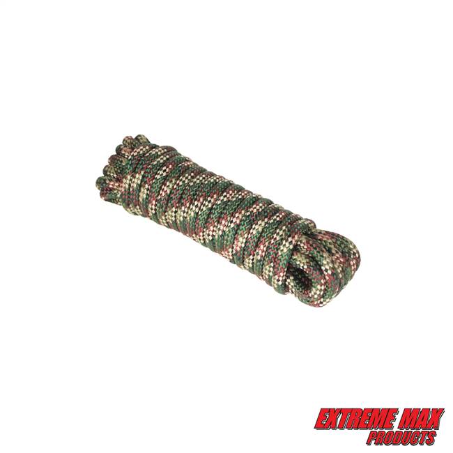 Extreme Max 3008.0373 16-Strand Diamond Braid Utility Rope - 1/4" x 25', Camo