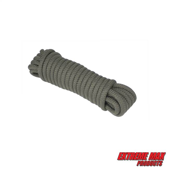 Extreme Max 3008.0409 16-Strand Diamond Braid Utility Rope - 1/4" x 25', OD Green