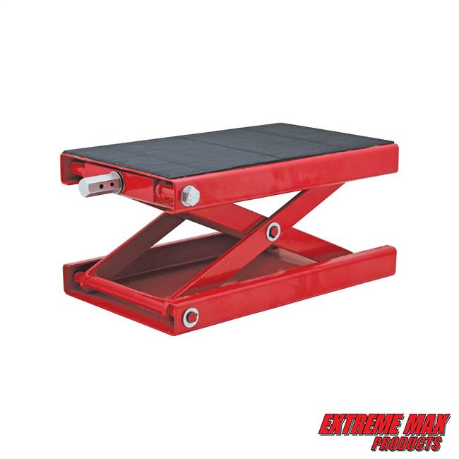 Extreme Max 5001.5044 1100 lb. Motorcycle Scissor Jack for Repair and Maintenance - Wide Non-Slip Padded Deck (9" x 15-1/8")