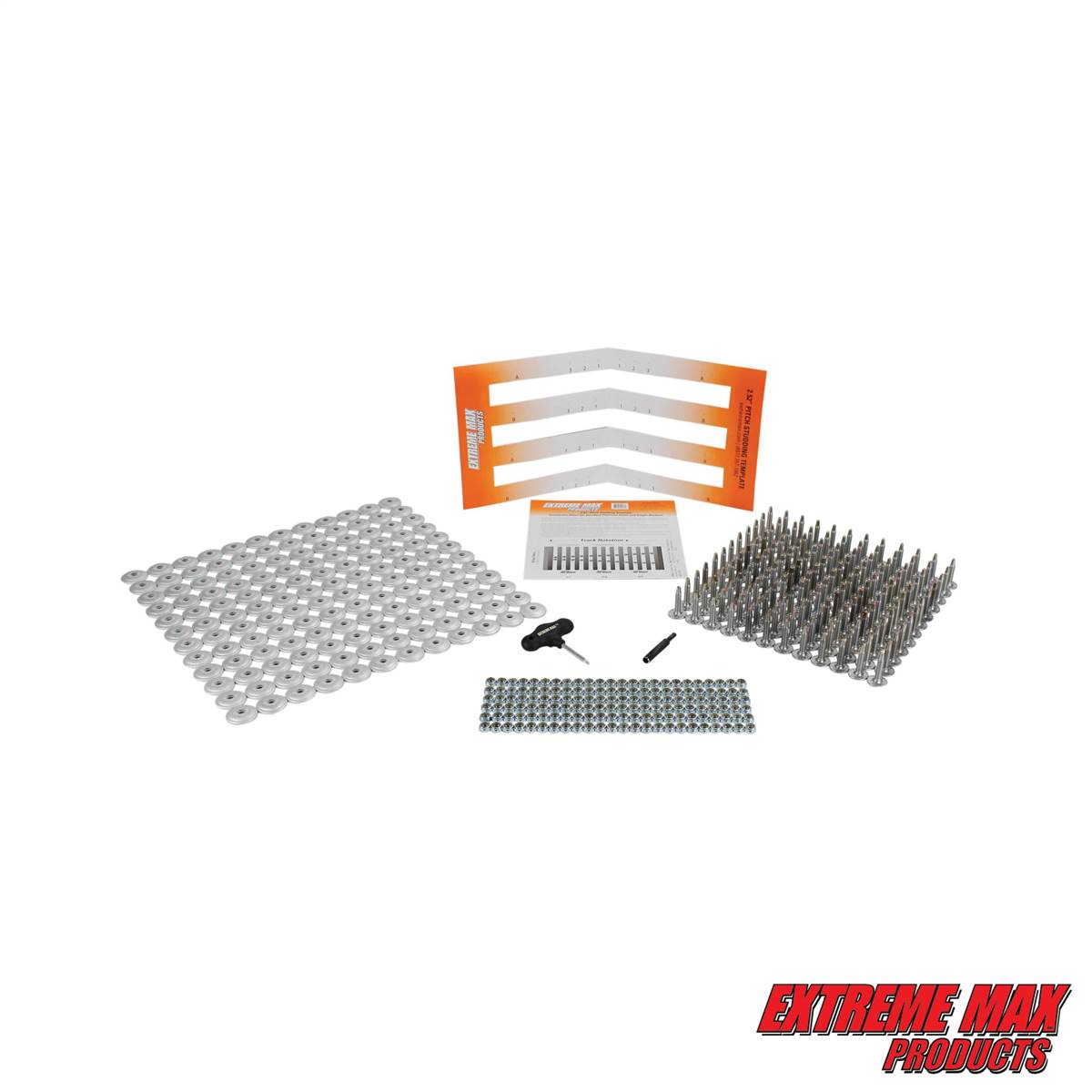 0.875" Stud Length Extreme Max 5001.5460 96-Stud Track Pack with Round Backers 