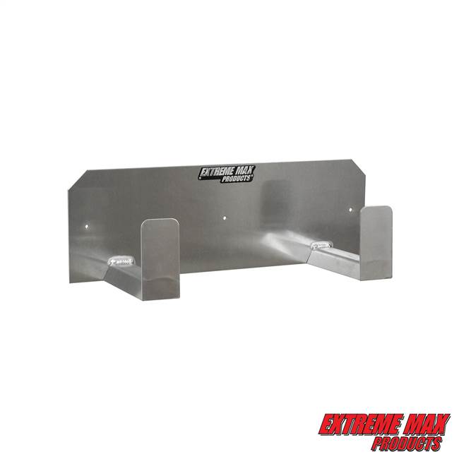 Extreme Max 5001.6029 Dual Helmet Hanger Wall-Mount Aluminum Storage Rack Organizer for Enclosed Race Trailer, Shop, Garage, Storage - Silver