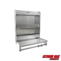 Extreme Max 5001.6049 Aluminum Work Station Storage Cabinet w/ Flip-Out Work Tray & Paper Towel Rack Organizer for Enclosed Race Trailer, Shop, Garage, Storage - Silver