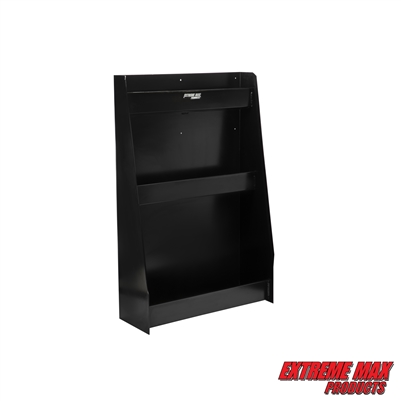 Extreme Max 5001.6117 Wall-Mount Aluminum 3-Shelf Open Storage Cabinet for Race Trailer, Garage, Shop, Enclosed Trailer, Toy Hauler - Black