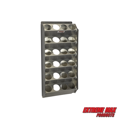 Extreme Max 5001.6225 Wall-Mount Vertical Angled Aluminum Aerosol Storage Rack - 24-Can Capacity