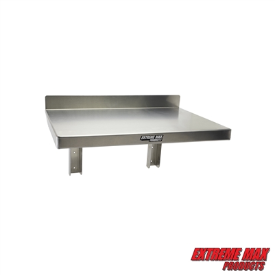 Extreme Max 5001.6314 Wall-Mounted Folding Aluminum Work Bench for Enclosed Race Trailer, Shop, Garage, Storage - 26" x 18", Silver
