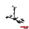 Extreme Max 5001.6412 Hitch-Mount Locking Adjustable 2-Bike Rack with Steel Wheel Trays, Tiltable & Collapsible _- Fits 2" Receiver