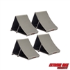 Extreme Max 5001.6798 Premium Lightweight Aluminum Wheel Chock with Ribbed Slope and Grip Teeth - Anti-Slip Claw Base for Trailers, RVs & 5th Wheels, Set of 4