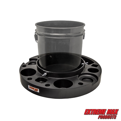 Extreme Max 5001.6818 Bucket Dolly with Spray Can, Tool & Cleaning Supply Trays - Fits 3.5 to 6 Gallon Pails - 200 lb. Capacity Rolling Detailing Caddy