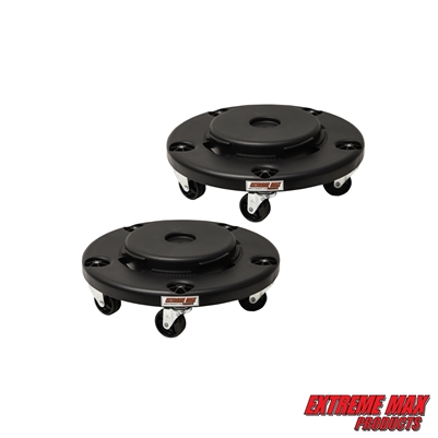 Extreme Max 5001.6832 Trash Can Dolly with Five 3" Rugged Casters for Smooth Transport of Heavy Loads - 500 lb. Capacity, Fits 22-55 Gallon Trash Cans - Set of 2
