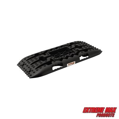 Extreme Max 5001.6841 Traction Recovery Boards with Built-In Jack Base for Off-Road Overlanding, Sand, Snow & Mud Escape - 27" x 11" x 2.25", Carrying Case Included, Black
