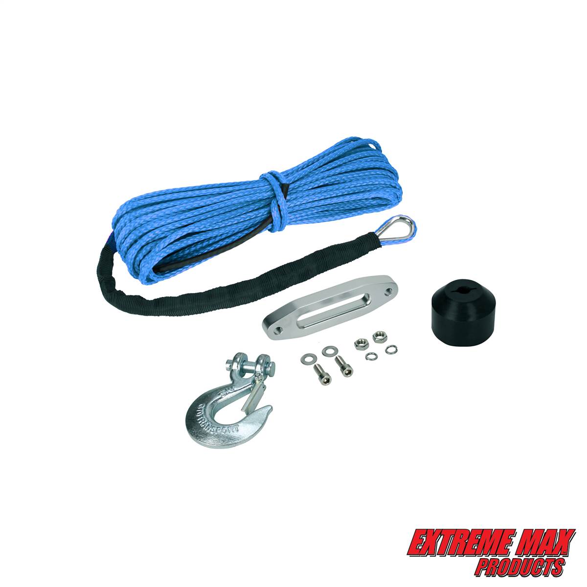 Extreme Max 5600.3099 The Devil's Helper Complete Synthetic ATV Winch  Rope Kit - Blue