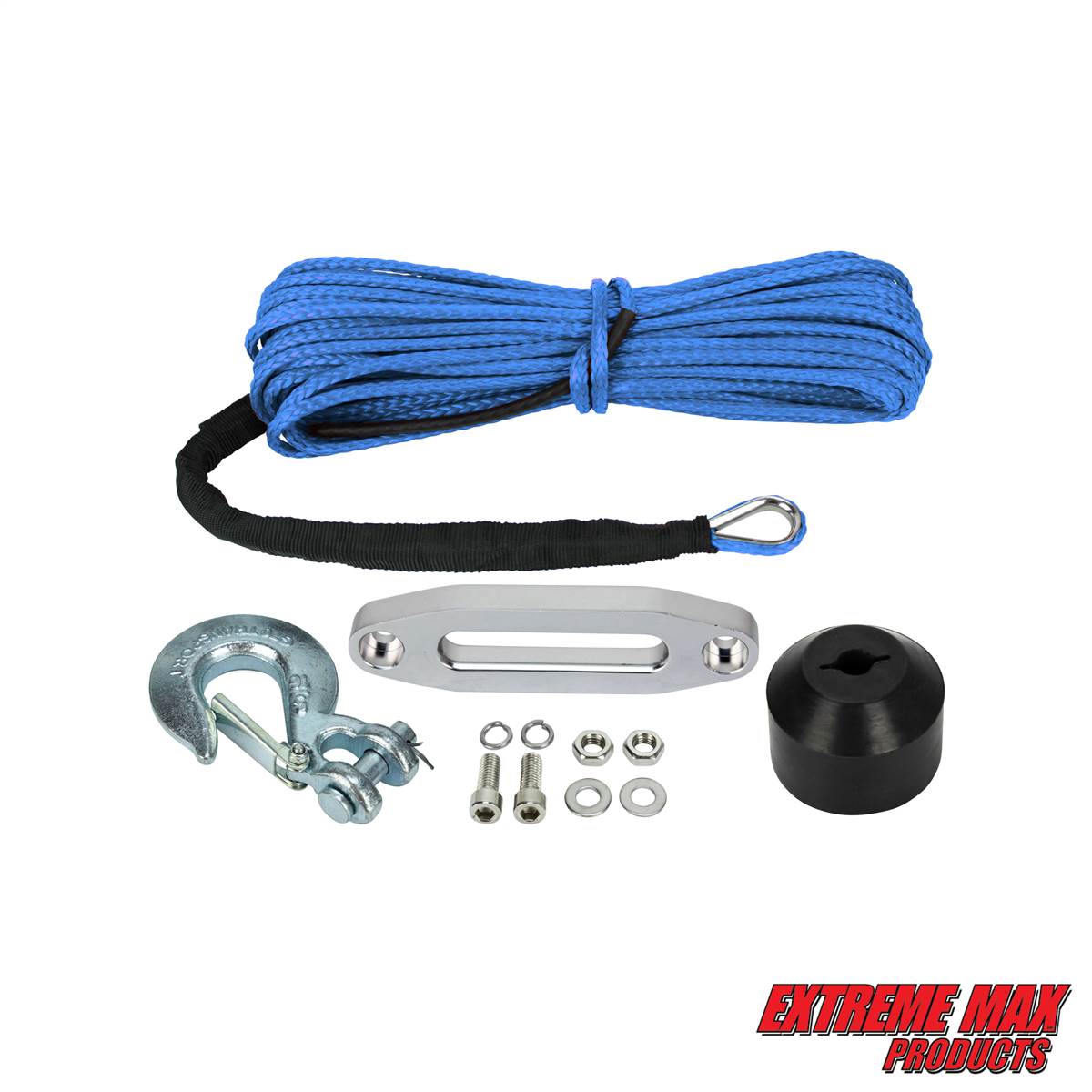 Extreme Max 5600.3099 The Devil's Helper Complete Synthetic ATV Winch  Rope Kit - Blue