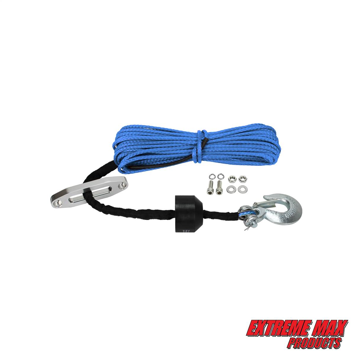Extreme Max 5600.3099 The Devil's Helper Complete Synthetic ATV Winch Rope  Kit - Blue